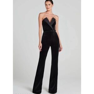 NADINE MERABI Vivianne Velvet Jumpsuit Black